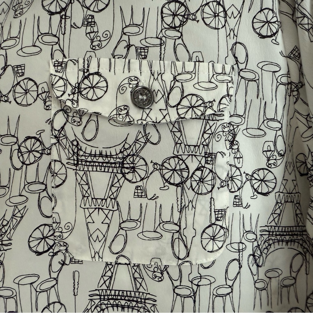 Karl Lagerfeld Paris Sketch Print Button-Front Blouse – XL - Picture 4 of 12